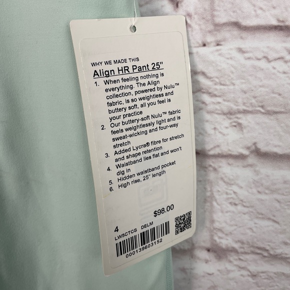 Lululemon Align High-Rise Leggings 25” Delicate Mint Size 4 New! - Picture 4 of 7